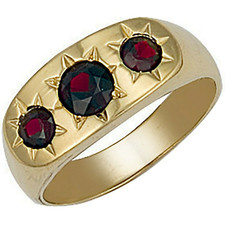 Gents Three Stone Garnet Ring