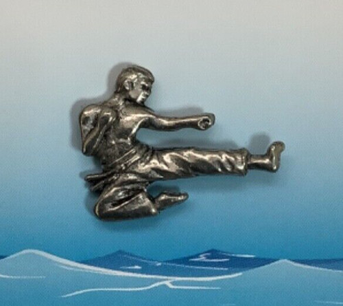 Karate silver pewter pin - silver, badge