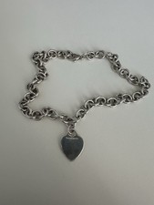 Tiffany & Co Sterling Silver Heart Tag Chocker Necklace 17”