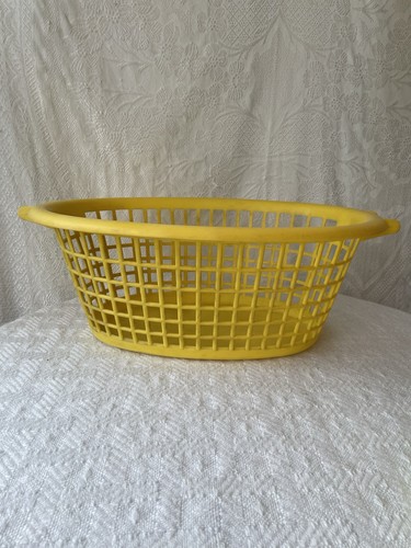 Vintage yellow laundry basket - yellow,