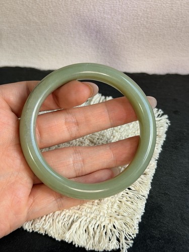 Natural nephrite jade bangle - natural,
