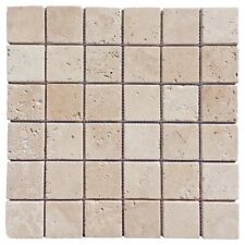 Tumbled Classic Light Travertine Mosaic Tiles 48 x 48 x10 mm 