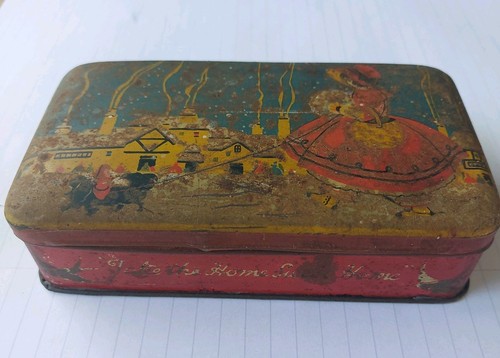 Vintage blue bird toffee tin - blue,