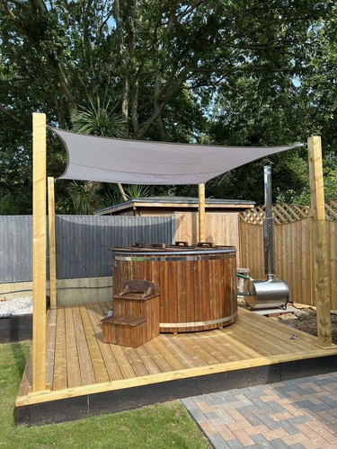 Wood fired hot tub - , with