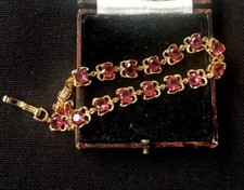 Vintage Style Jewellery Red Gemstones Bracelet 18K Gold Plated