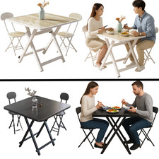 Modern Foldable Wooden Dining Table Set with 2 Chairs Living Room Balcony Office