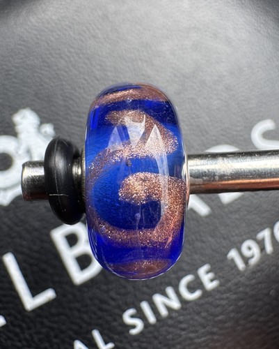 Trollbeads ooak blue glitter - blue,