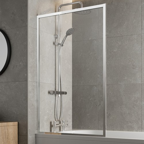 800mm chrome over bath - 800mm, shower