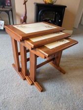 Mid-Century Small Nest of 3 Tables Tile Top