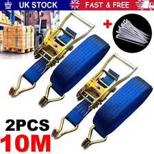 2 Set 10m x 50mm Heavy Duty Ratchet Straps Tie Down Secure Cargo Lorry Truck