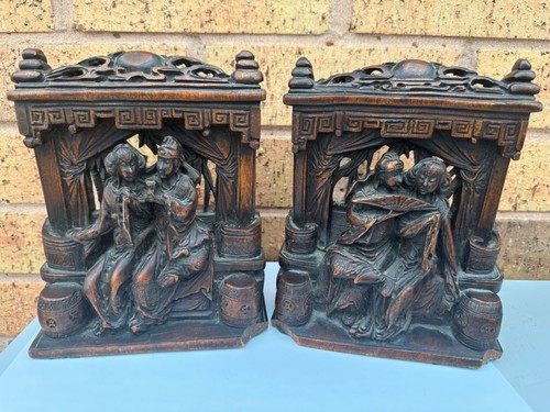 Pair old antique hand carved - hand,