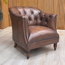 Furniture Village At The Helm 'Henson' Tub Chair Saddle Leather RRP £1100 NEW