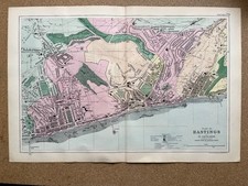 Large antique map of Hastings