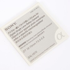 SONY DT 18-70mm LENS INSTRUCTION MANUAL (English, Spanish, Japanese  & French)