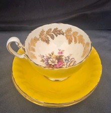 Vintage Aynsley Yellow Cup & 2 Saucers