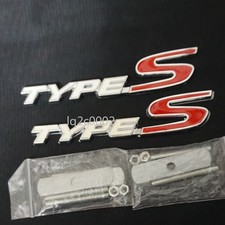 2x Silver White Red TYPE-S Metal Front Grille Emblem Badge Motor Limited 3D Auto