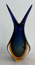 VINTAGE MURANO SOMMERSO ART GLASS FREE FORM  VASE