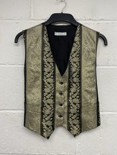 Vert Mont Black & Gold Glitter Thread Floral Design Waist Coat Size 38” Chest PT