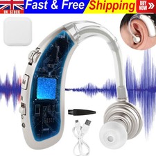 Digital Rechargeable Hearing Aid Adjustable Sound Voice Amplifier Behind Ear UK