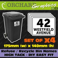 4x LARGE Wheelie Bin Numbers