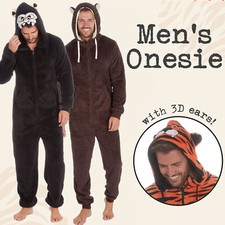 Adult Mens 1Onesie Animal Hoooded Novelty Boys All in One PJs One Piece Pyjama