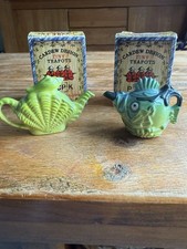 Cardew Designs Tiny Teapot Collectible Miniature “Fish” And “Royal Antoinette”