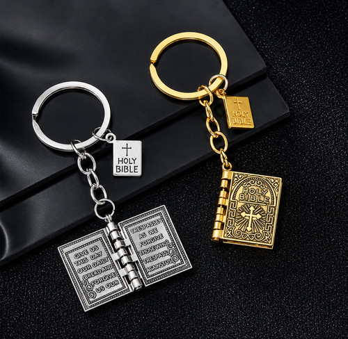Bible keychain gold silver - keychain,