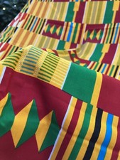 Vintage 1980s Dutch Kente Design Printed Cotton Fabric