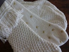 SHABBY CHIC Rachel Ashwell Set of 4 LG Ivory CHUNKY KNIT CHRISTMAS STOCKINGS