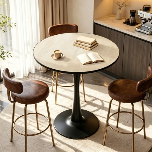 Round marble dining table - dining,