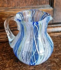 VTG MURANO VENINI ZANFIRICO LATTICINO TWISTED FILIGREE GLASS JUG 3”HIGH