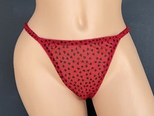 Privates Luxuries Red / Black Hearts S  bikini Thong String Underwear Panties