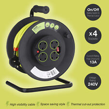Jegs 50M Heavy Duty 13A Electrical 4 Way Gang Socket Mains Cable Extension Reel