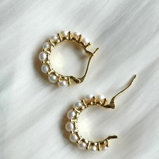 Real pearl hoop earrings - hoop,
