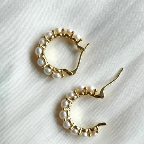 Real pearl hoop earrings - pearl,