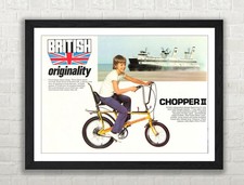 Chopper Bicycle Advert Retro Framed Wall Art Print Poster Picture, Home Decor