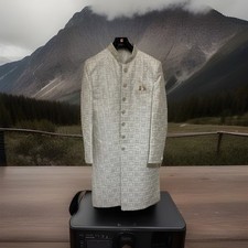 Men’s Indian Sherwani - Wedding Outfit Size 40 With Trousers And Velvet Scarve