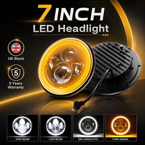 Pair round led - 7", headlight