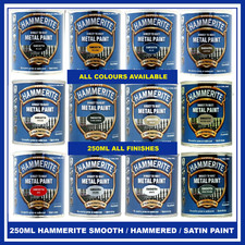 Hammerite 250ML Smooth / HAMMERED / SATIN Direct Rust Metal Paint - ALL COLOURS