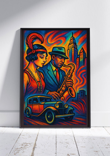 Jazz age city poster 1920s - age,