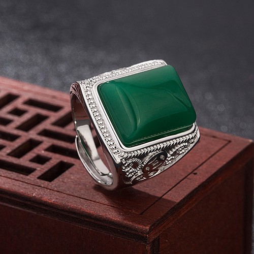 Green natural jade rings - natural,