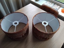 Handmade Lamp Shade x 2 Abstract print red/gold/copper colours