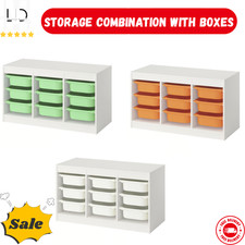 IKEA TROFAST Kids Toy Storage Unit with Boxes Playroom Organizer Shelving System