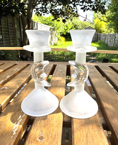 Pair frosted glass moon - frosted,