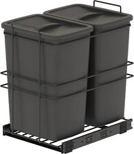 Emuca Cupboard Pull-out Recycle bins for kitchen on rail 2 x 35L dark grey 
