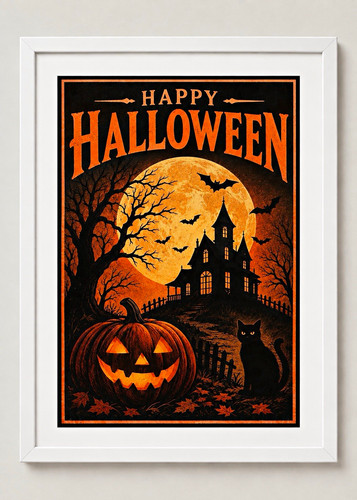 Happy halloween framed - halloween, a4