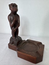 Monkey Ashtray Wooden Carved