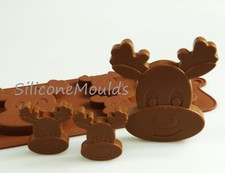 4+1 Reindeer Silicone Mould Christmas Chocolate Candy Cookie Cake Resin Wax Melt