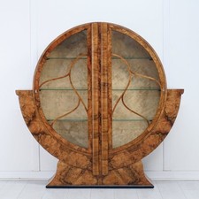 Art Deco Round Display Cabinet – Walnut, 1930s