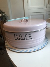 Baby Pink Retro Enamel Enamelware Typhoon Vintage Kitchen  Cake Tin 
